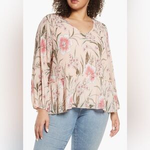 NWOT Single Thread top with Balloon Sleeves and Peplum Waist from Nordstrom-1X